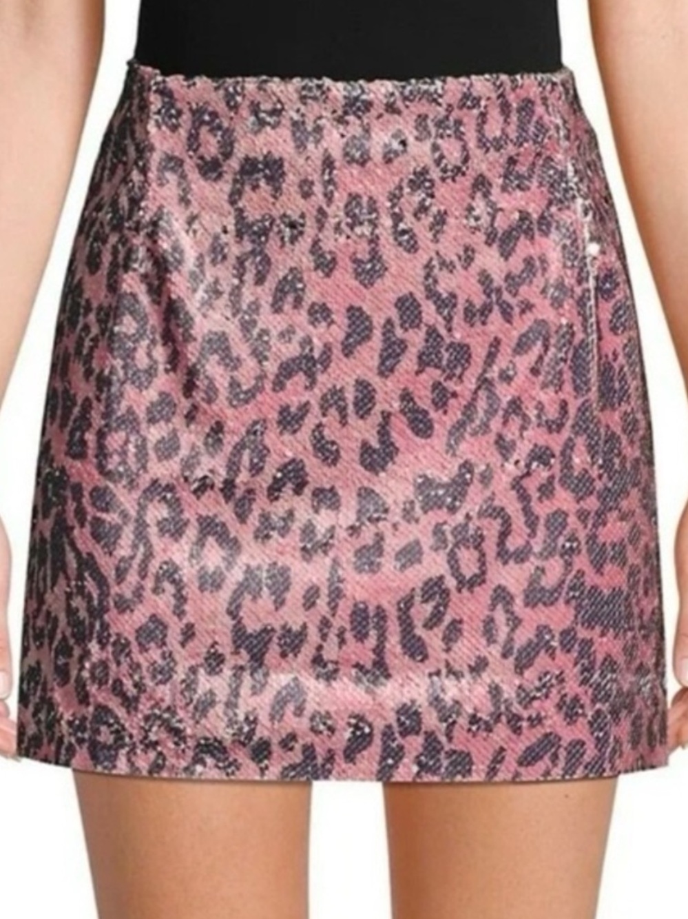 FREE PEOPLE PINK CHEETAH SEQUIN MINI SKIRT - NWT!